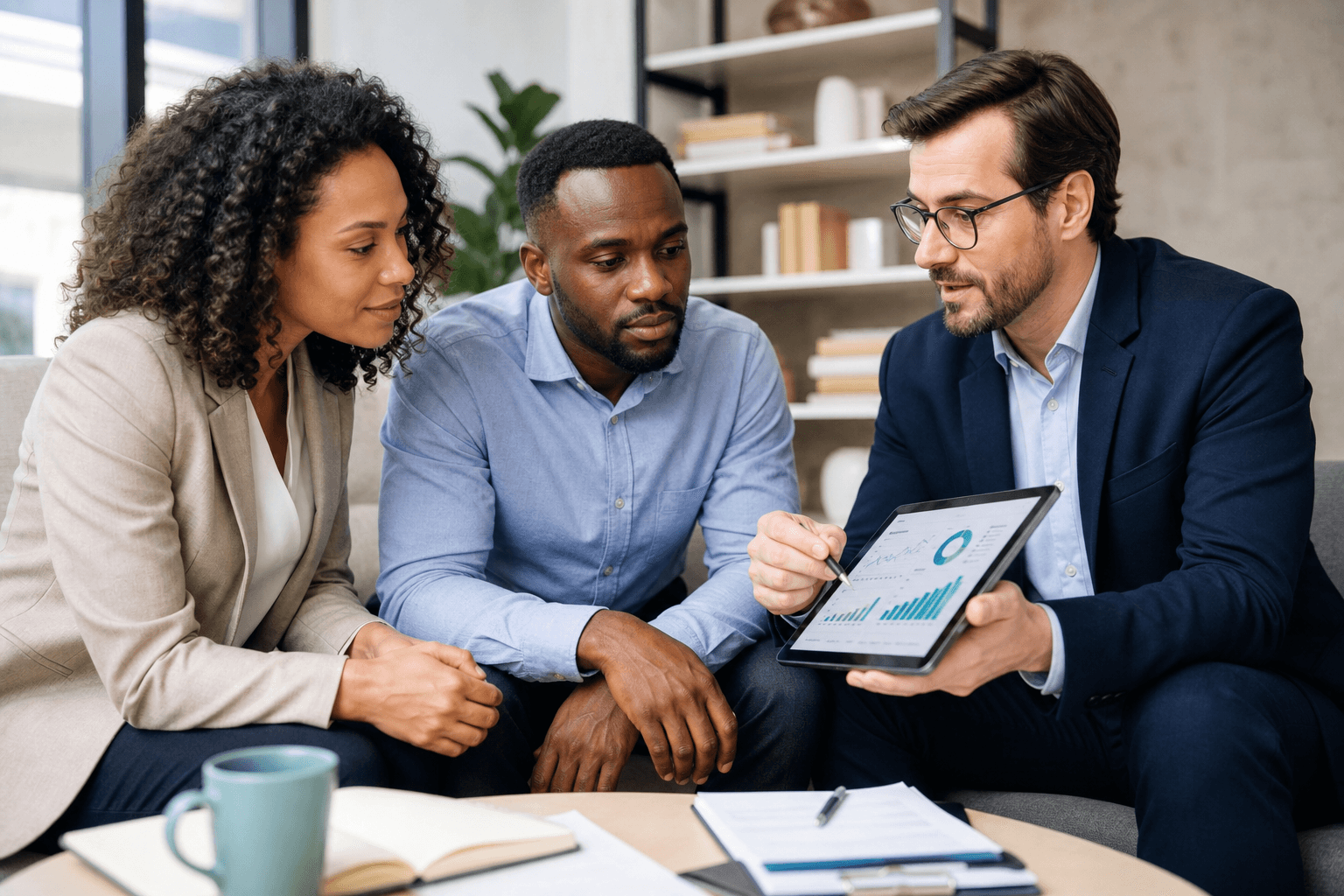 Data consultant presenting dashboard insights to clients